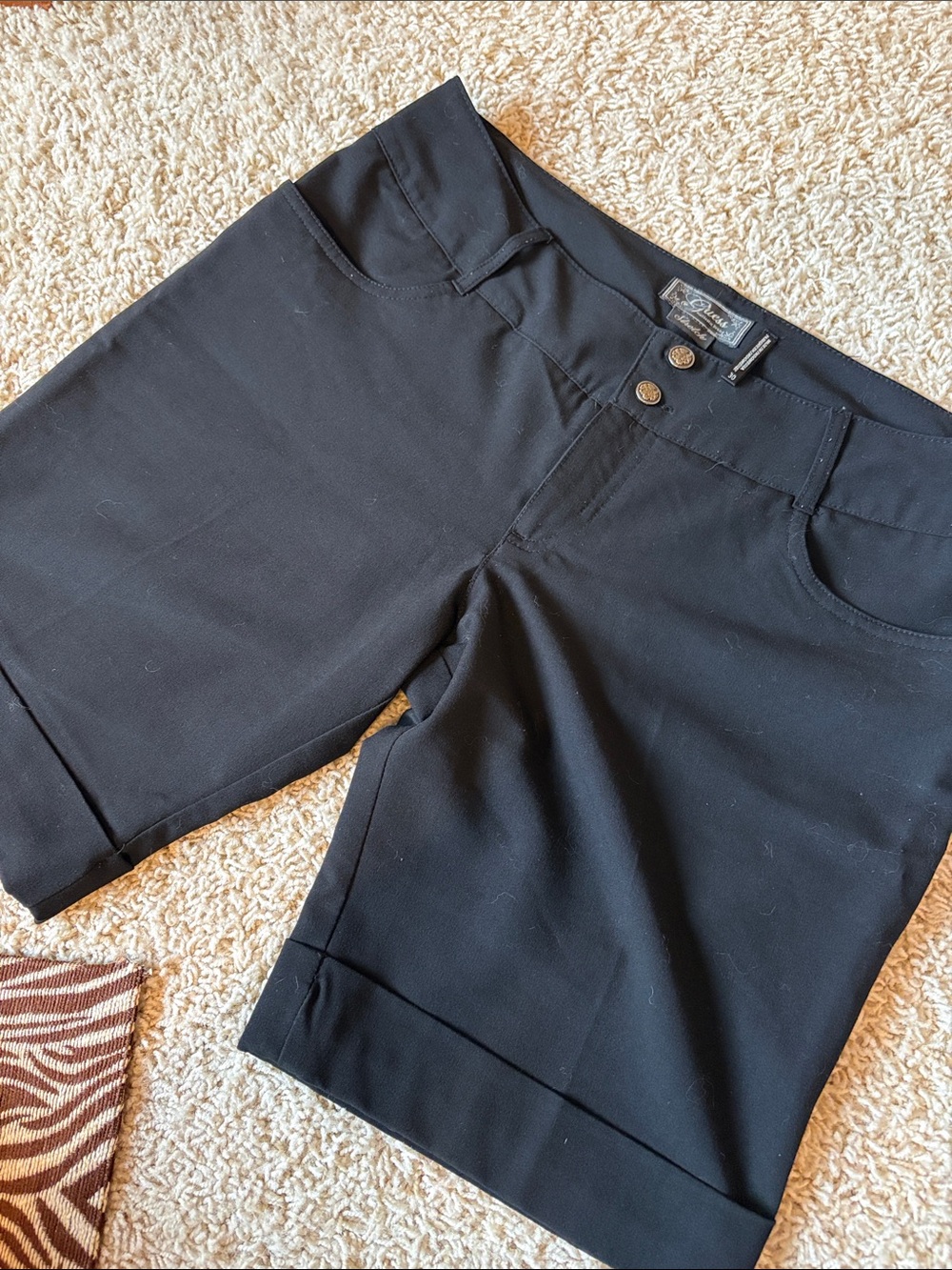 Guess Black Women's Bermuda Shorts with Cuffed Hem